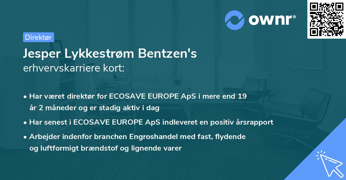 Jesper Lykkestrøm Bentzen's erhvervskarriere kort