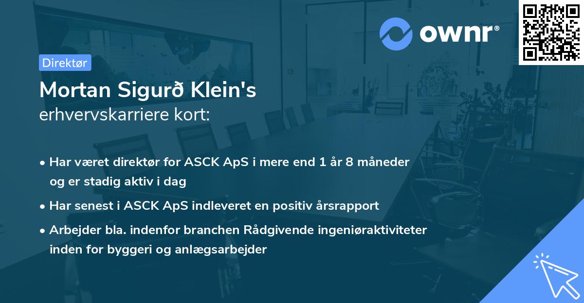 Mortan Sigurð Klein's erhvervskarriere kort