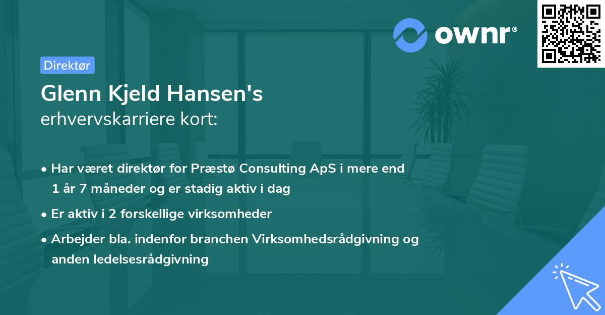 Glenn Kjeld Hansen's erhvervskarriere kort