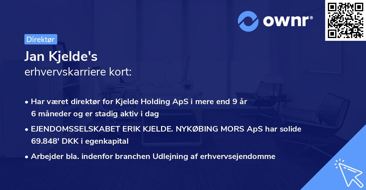 Jan Kjelde's erhvervskarriere kort