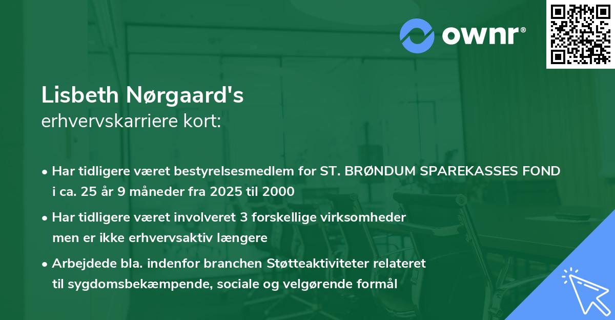 Lisbeth Nørgaard's erhvervskarriere kort