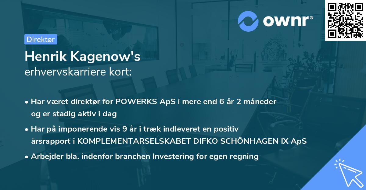Henrik Kagenow's erhvervskarriere kort