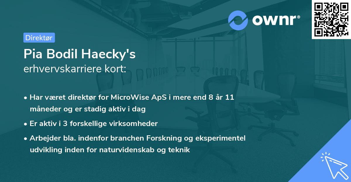 Pia Bodil Haecky's erhvervskarriere kort