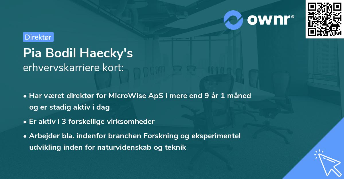 Pia Bodil Haecky's erhvervskarriere kort