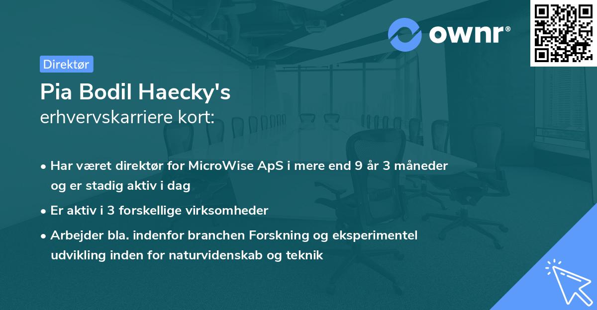 Pia Bodil Haecky's erhvervskarriere kort