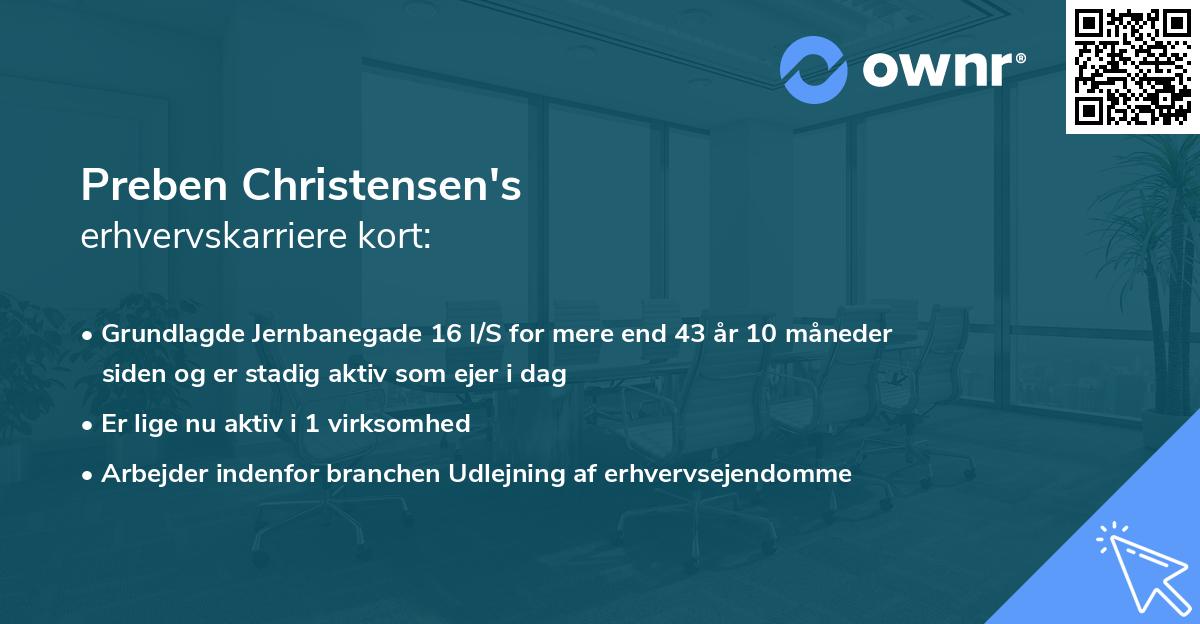 Preben Christensen's erhvervskarriere kort