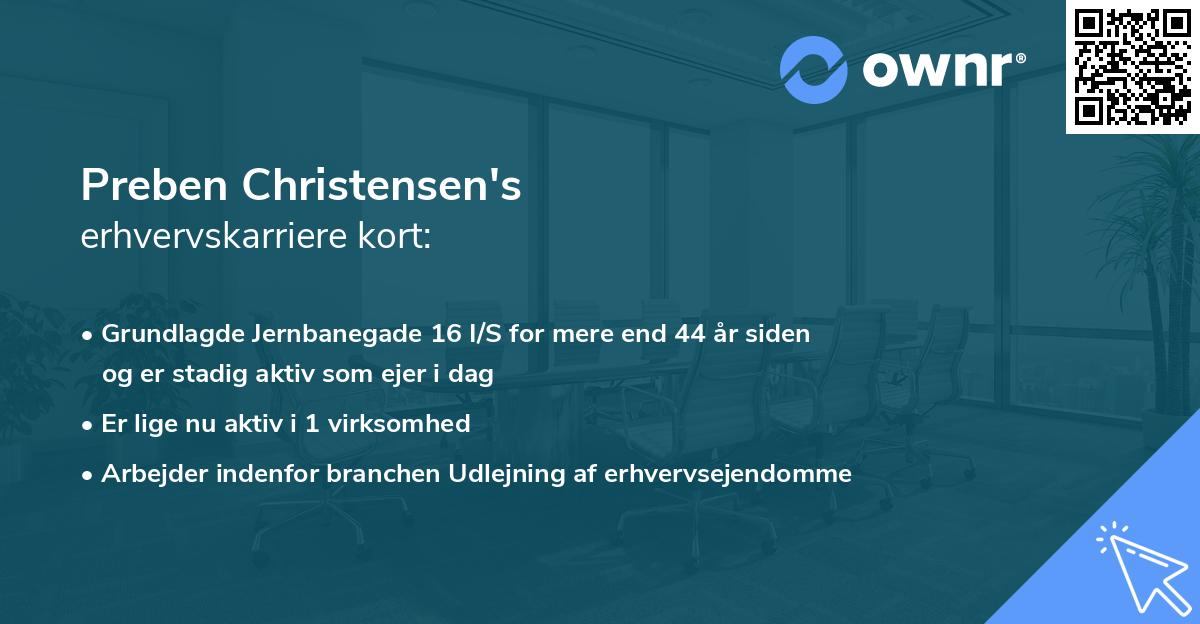 Preben Christensen's erhvervskarriere kort