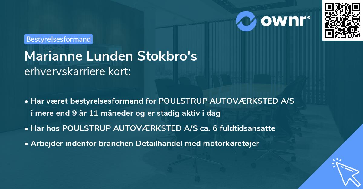 Marianne Lunden Stokbro's erhvervskarriere kort