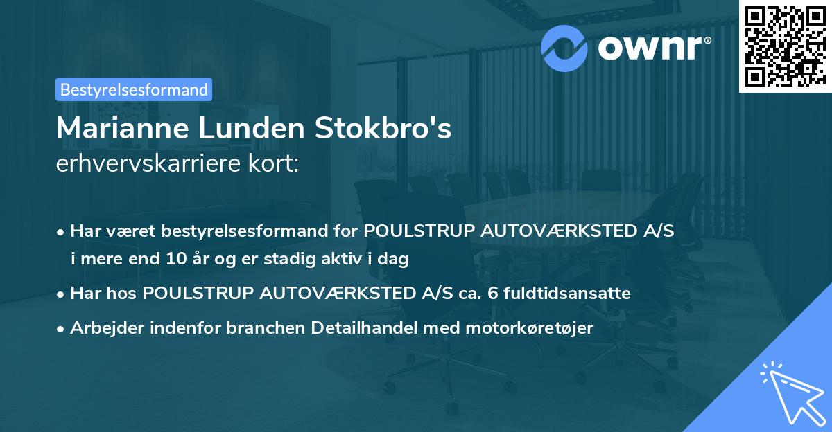 Marianne Lunden Stokbro's erhvervskarriere kort