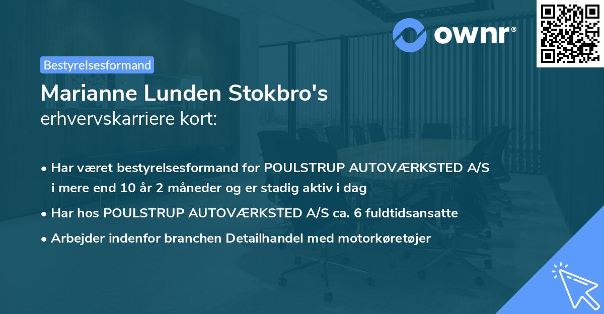 Marianne Lunden Stokbro's erhvervskarriere kort