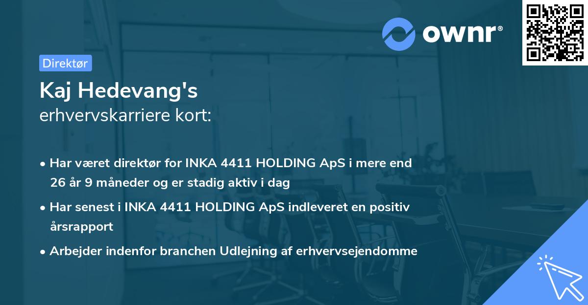 Kaj Hedevang's erhvervskarriere kort