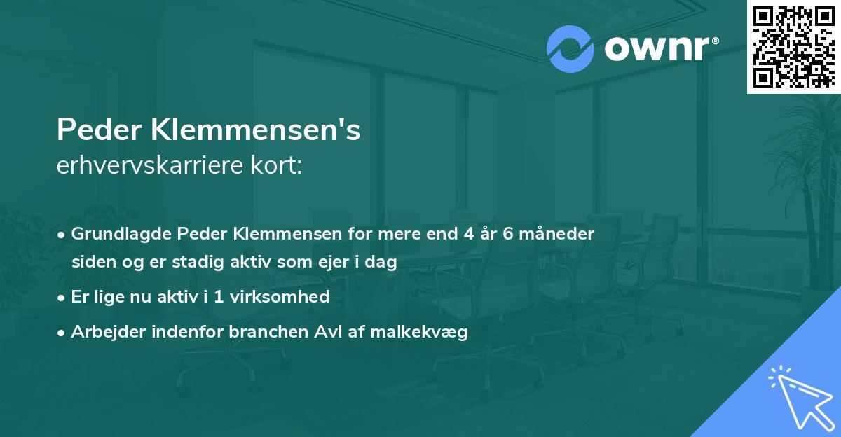 Peder Klemmensen's erhvervskarriere kort