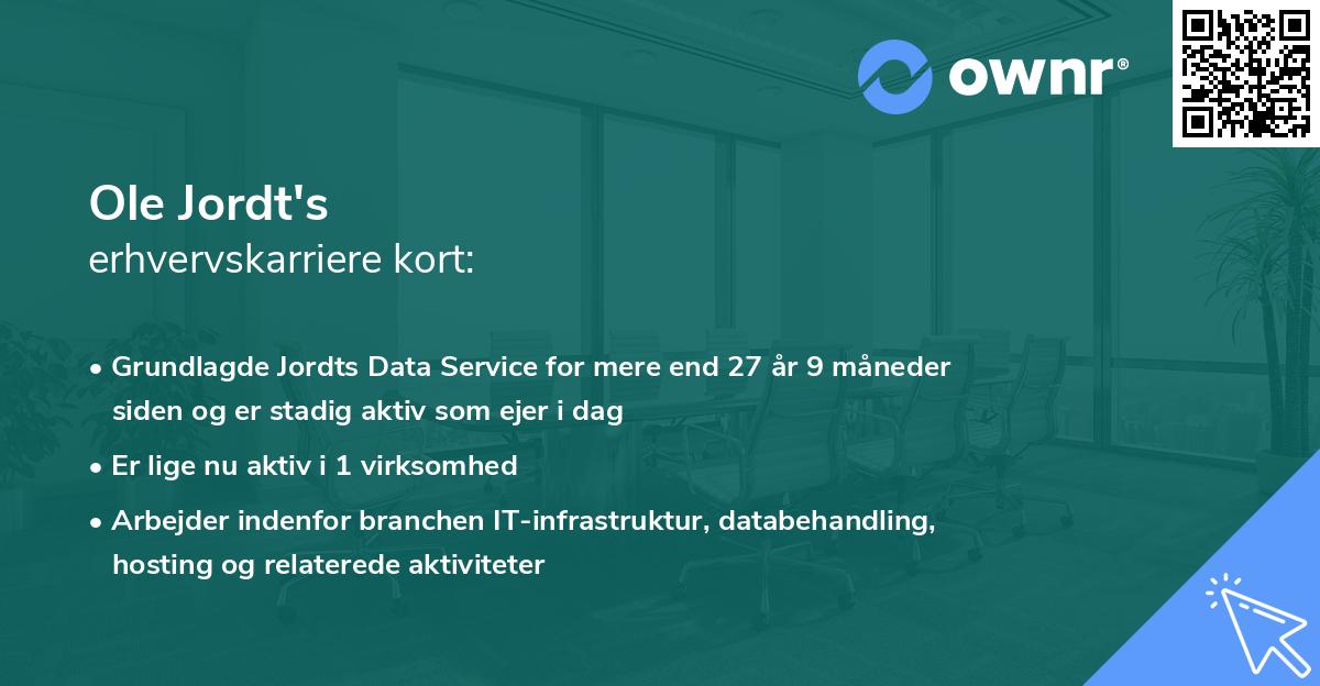 Ole Jordt's erhvervskarriere kort