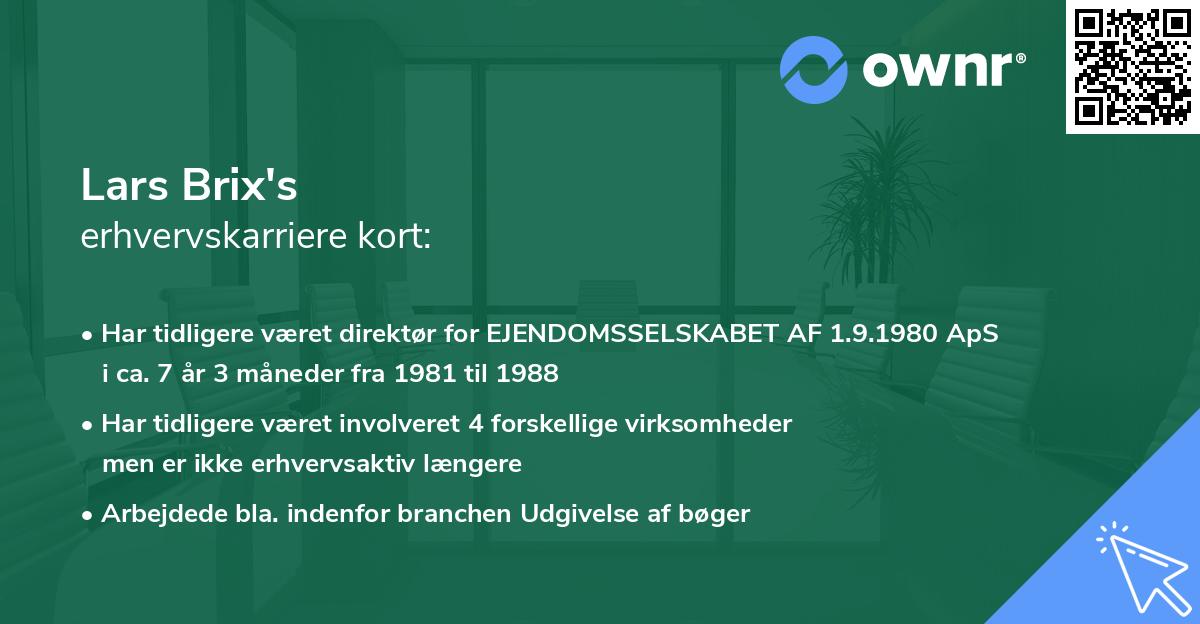 Lars Brix's erhvervskarriere kort