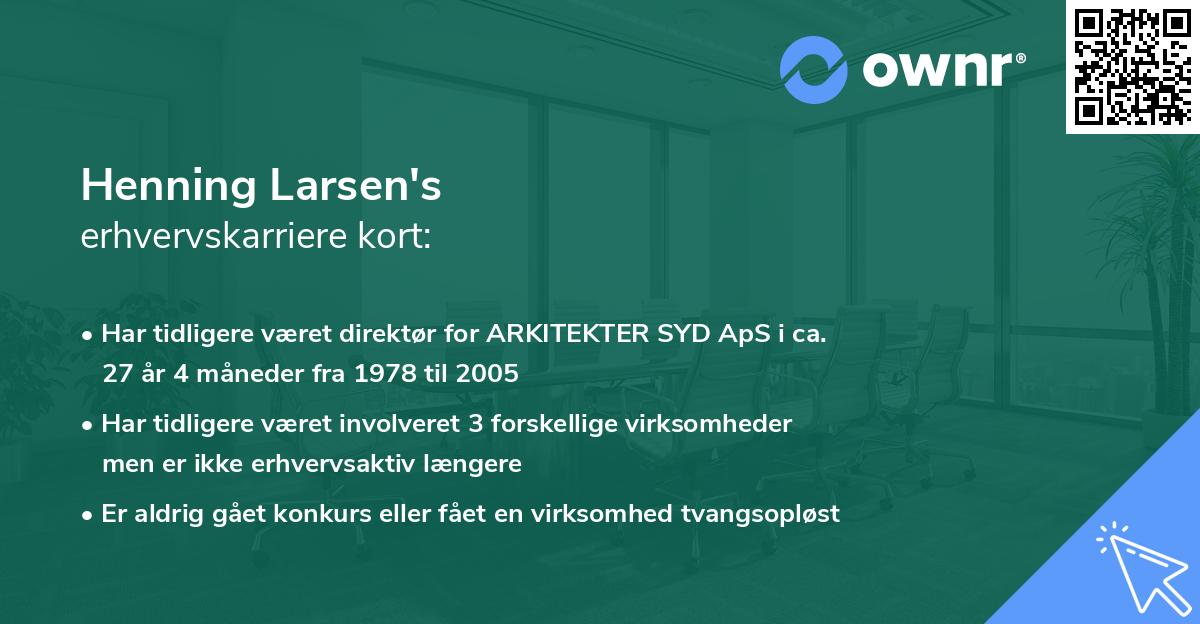 Henning Larsen's erhvervskarriere kort