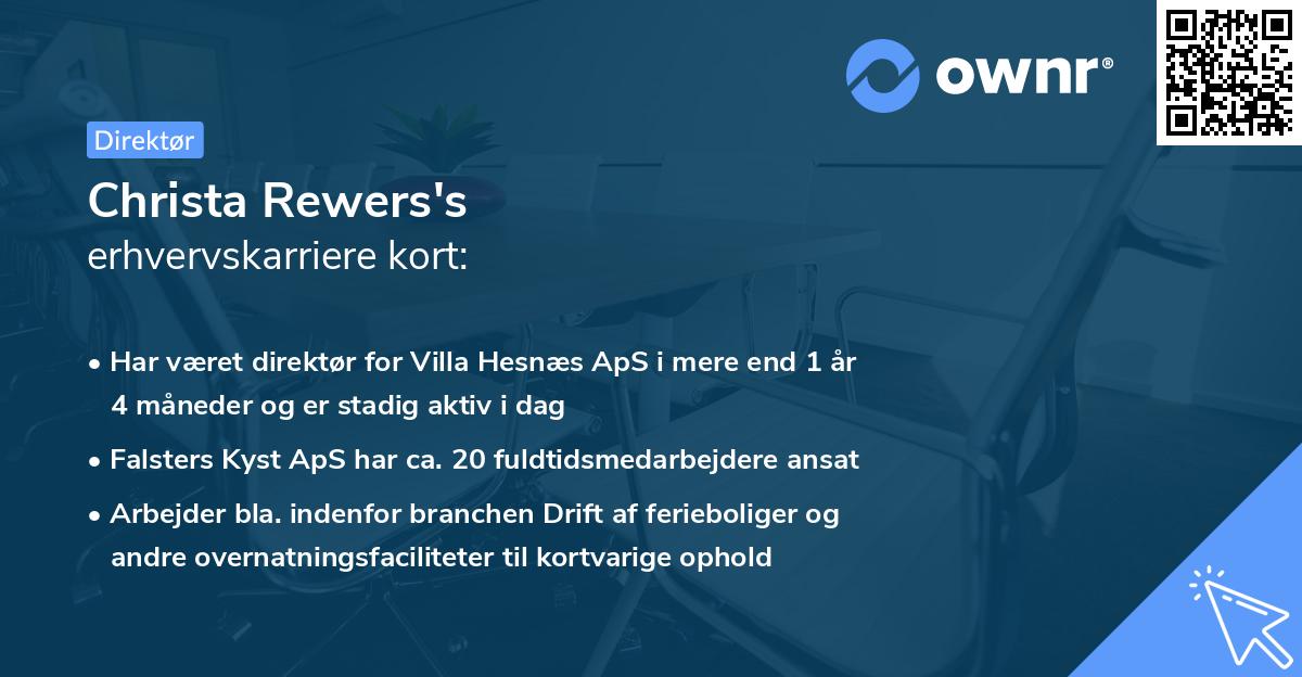 Christa Rewers's erhvervskarriere kort