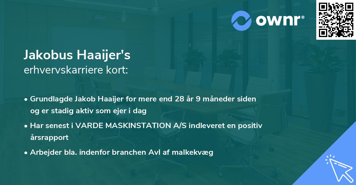 Jakobus Haaijer's erhvervskarriere kort