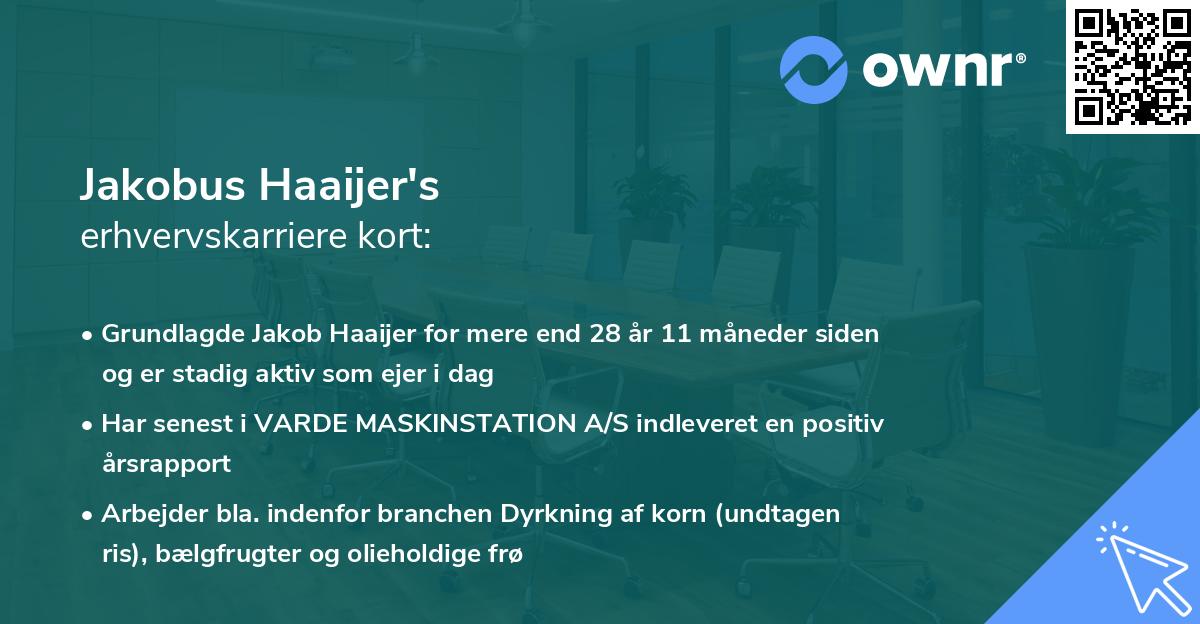 Jakobus Haaijer's erhvervskarriere kort