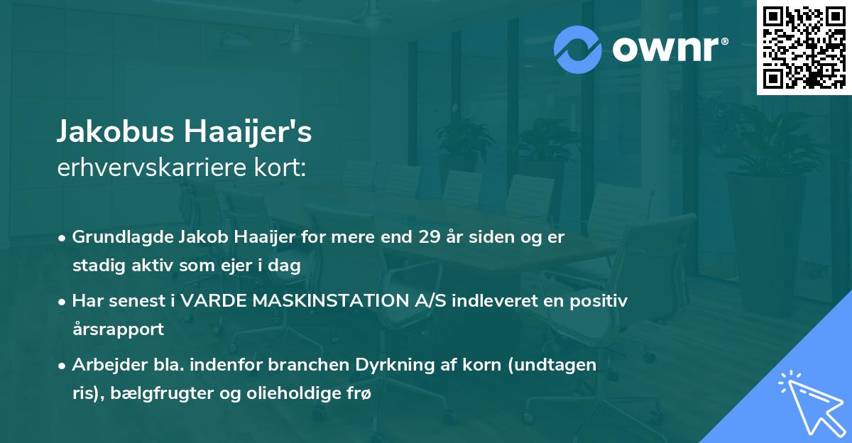 Jakobus Haaijer's erhvervskarriere kort