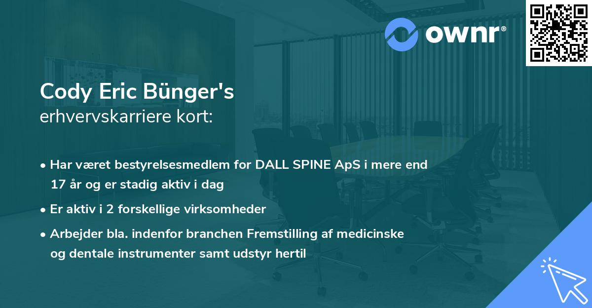 Cody Eric Bünger's erhvervskarriere kort