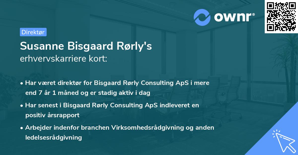 Susanne Bisgaard Rørly's erhvervskarriere kort