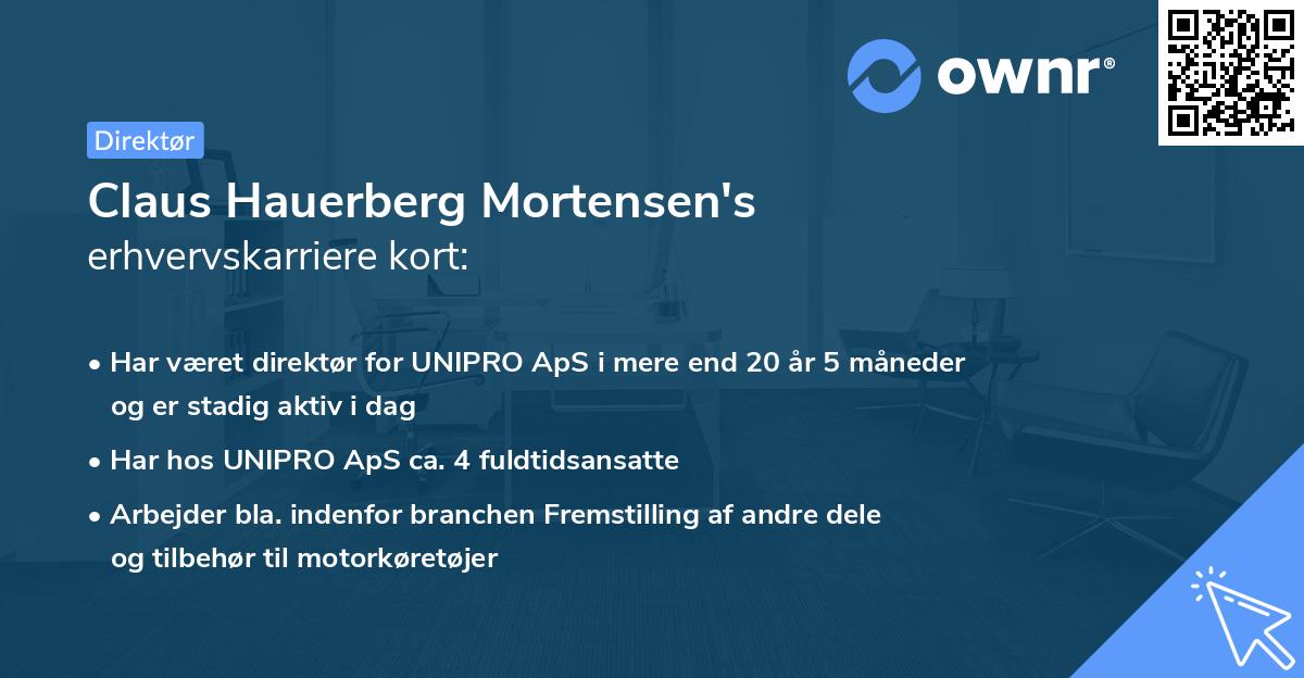 Claus Hauerberg Mortensen's erhvervskarriere kort