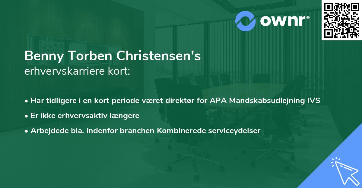 Benny Torben Christensen's erhvervskarriere kort