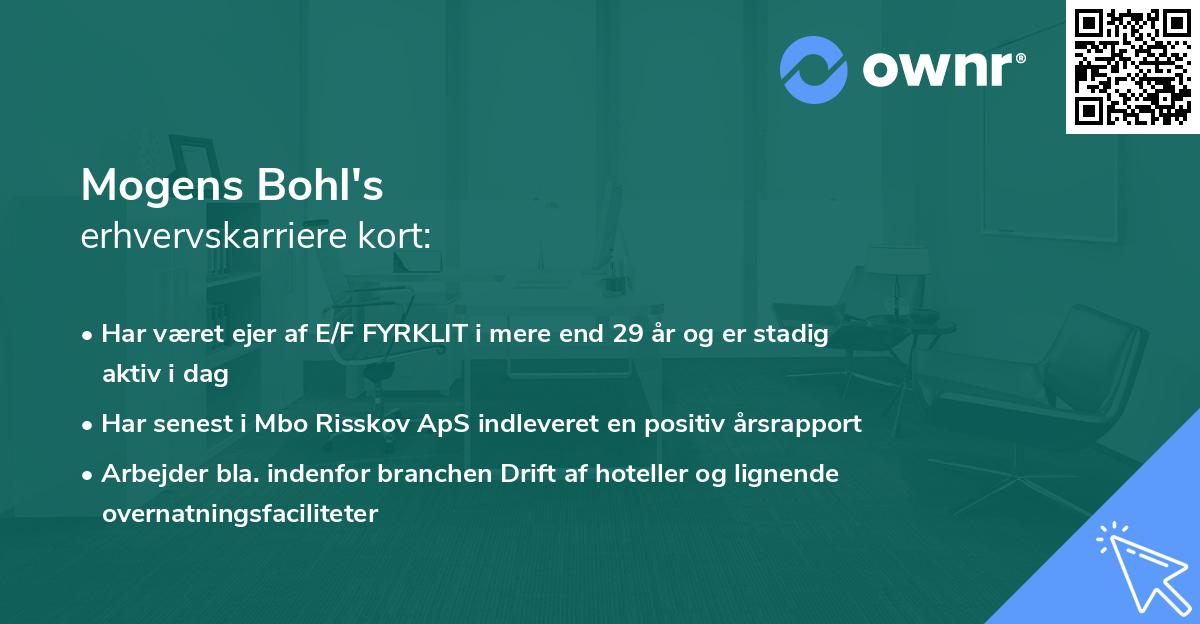 Mogens Bohl's erhvervskarriere kort