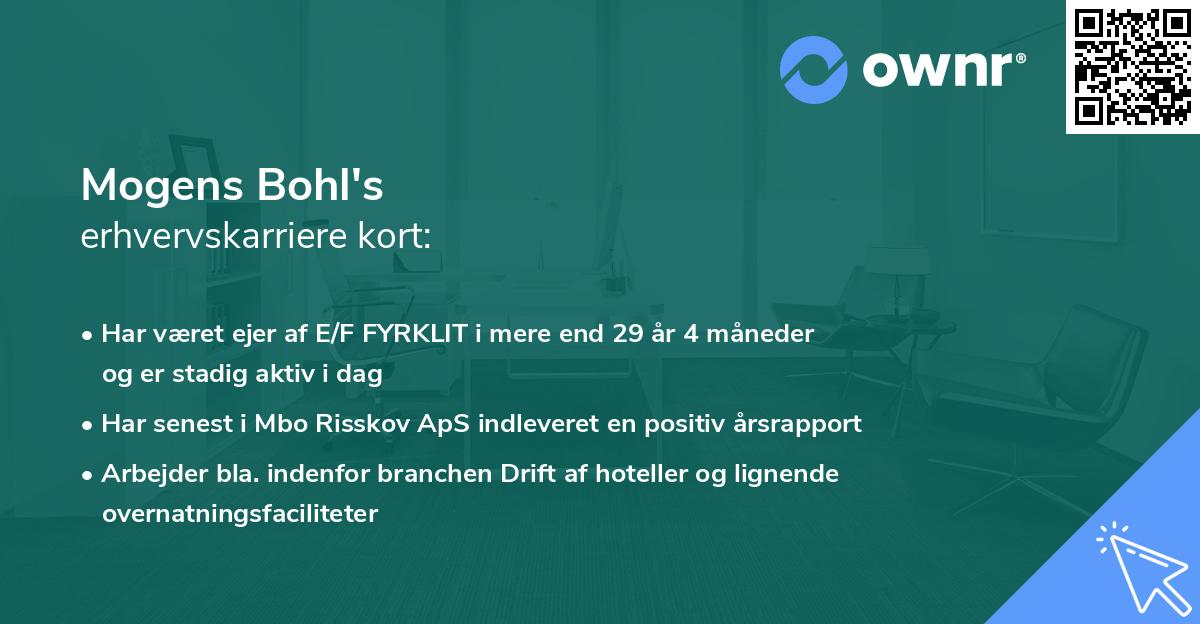 Mogens Bohl's erhvervskarriere kort
