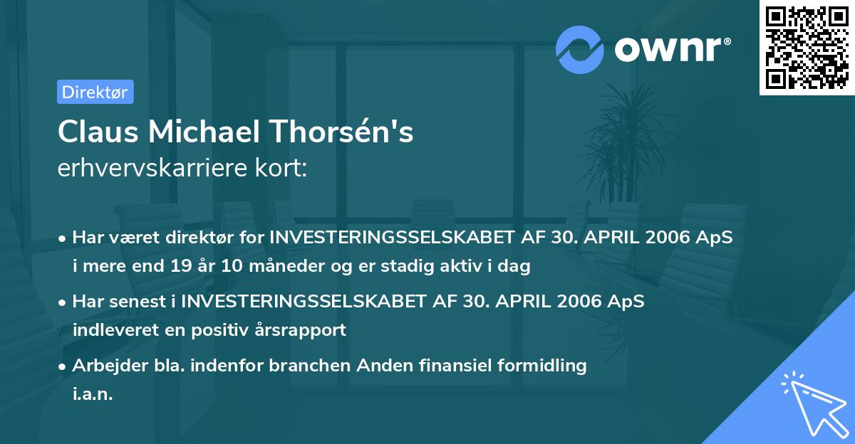 Claus Michael Thorsén's erhvervskarriere kort