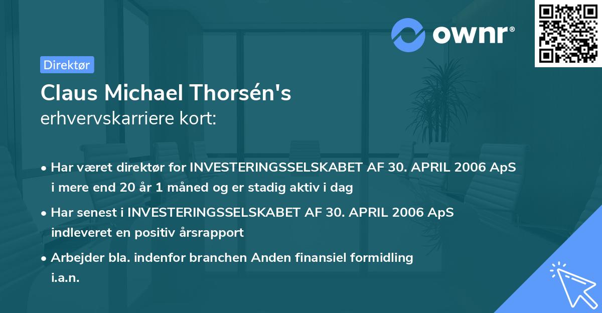 Claus Michael Thorsén's erhvervskarriere kort