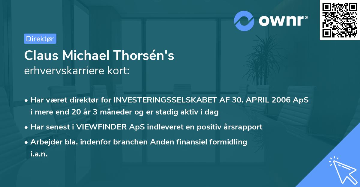 Claus Michael Thorsén's erhvervskarriere kort