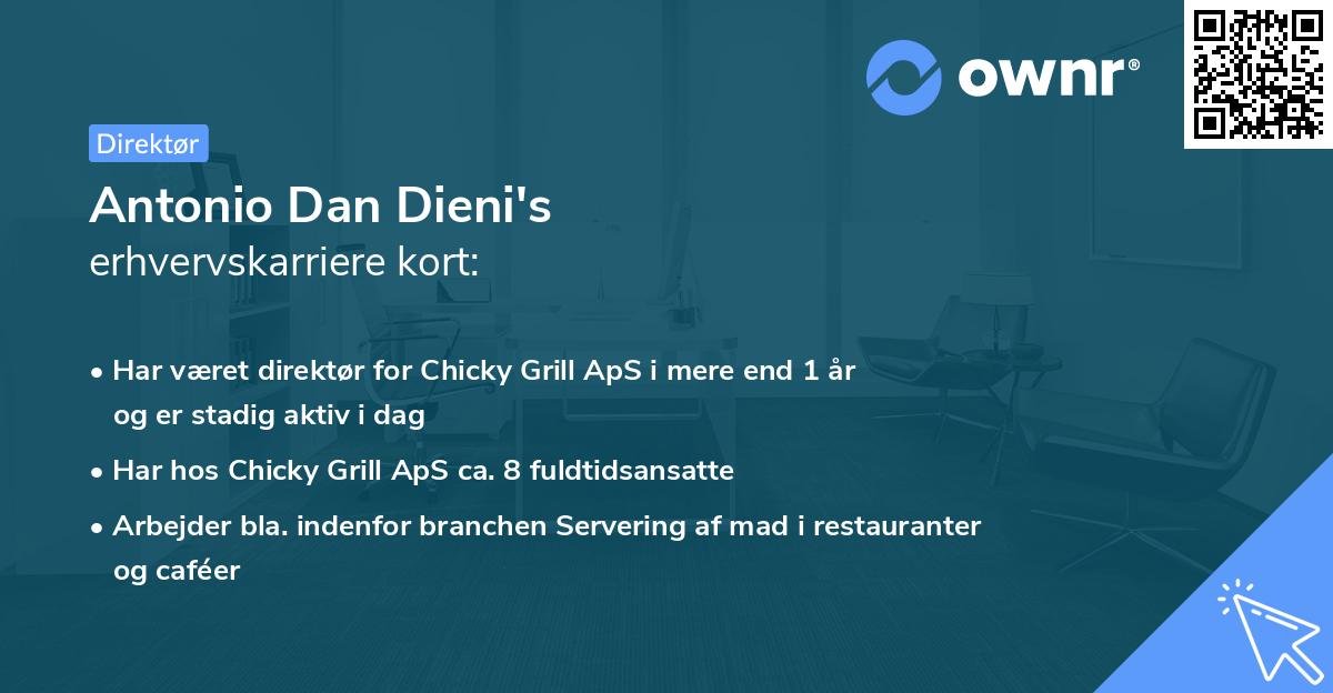 Antonio Dan Dieni's erhvervskarriere kort