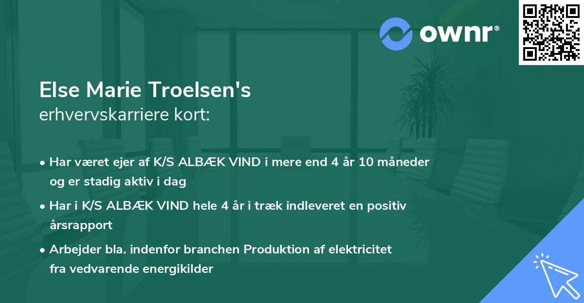 Else Marie Troelsen's erhvervskarriere kort