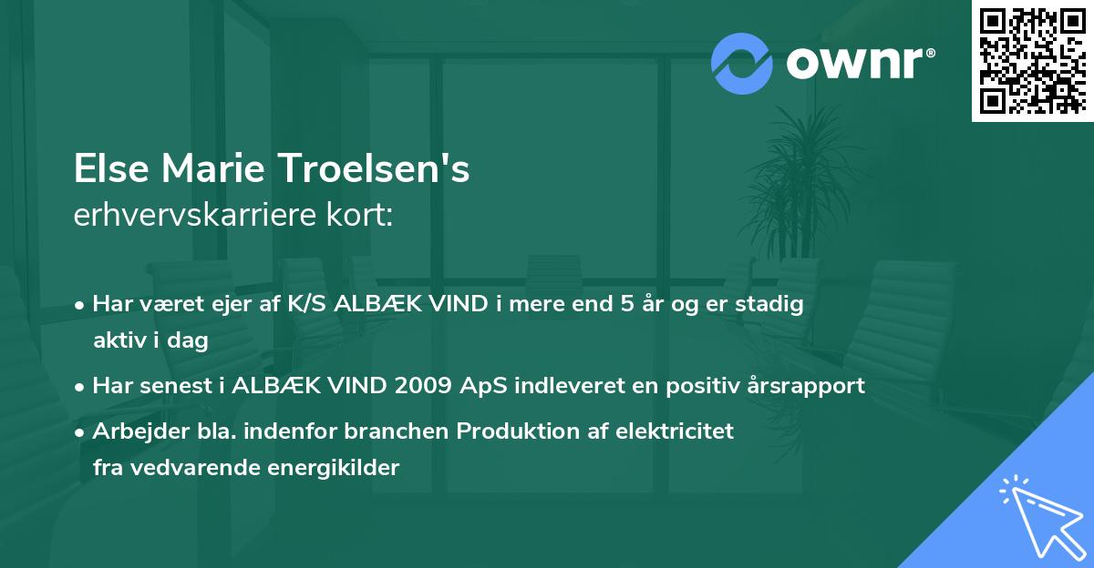 Else Marie Troelsen's erhvervskarriere kort