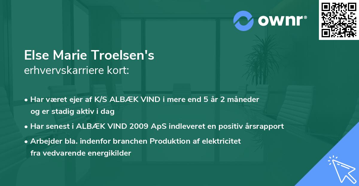 Else Marie Troelsen's erhvervskarriere kort