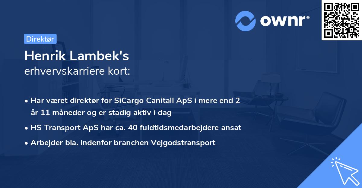 Henrik Lambek's erhvervskarriere kort