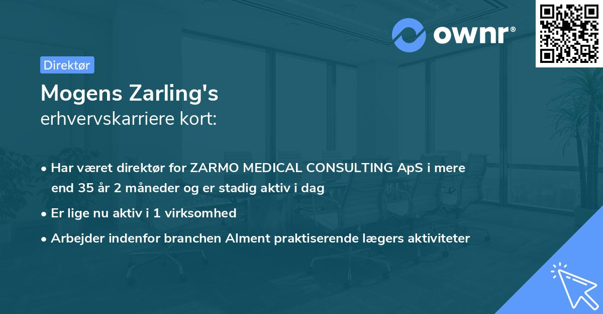 Mogens Zarling's erhvervskarriere kort