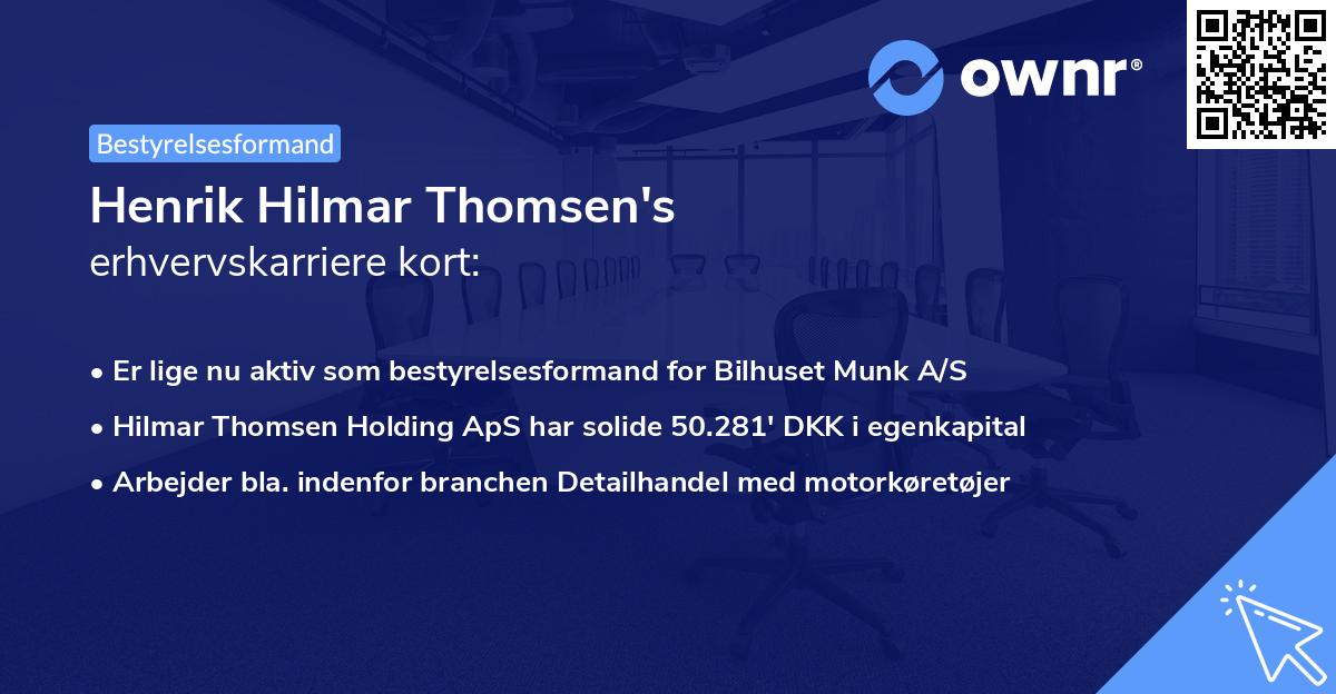 Henrik Hilmar Thomsen's erhvervskarriere kort
