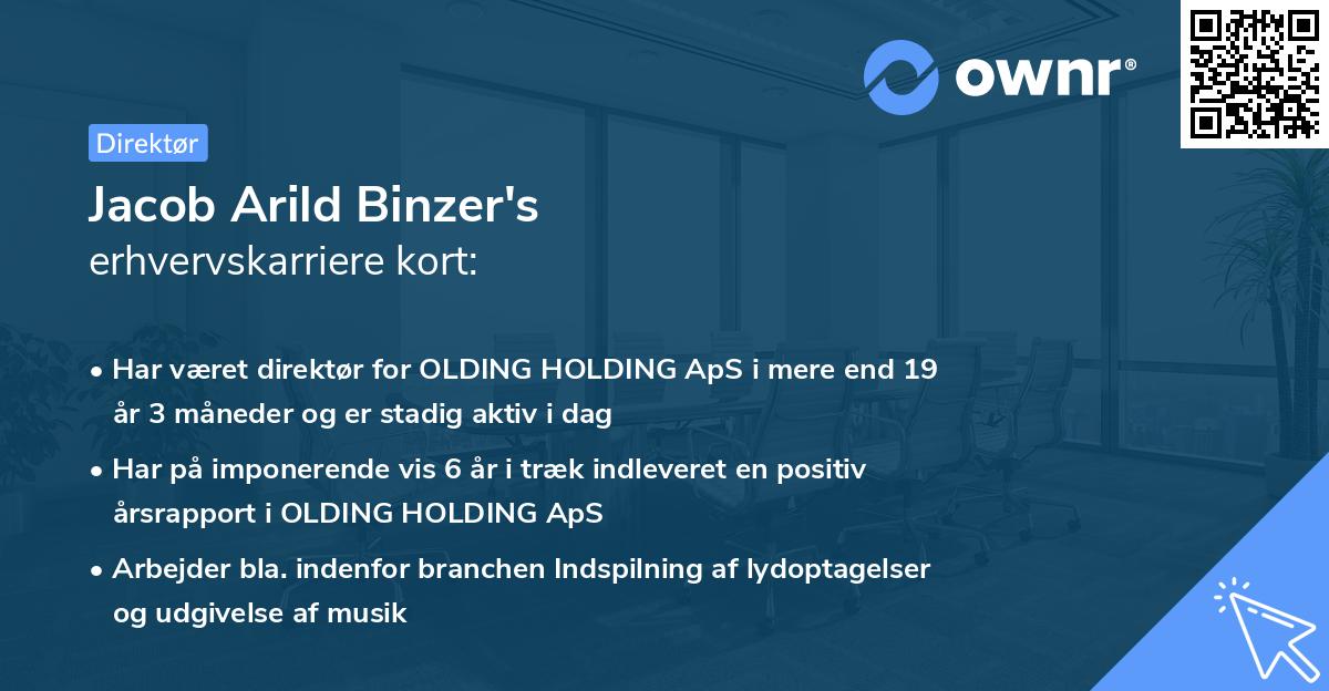 Jacob Arild Binzer's erhvervskarriere kort