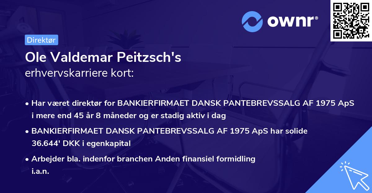 Ole Valdemar Peitzsch's erhvervskarriere kort