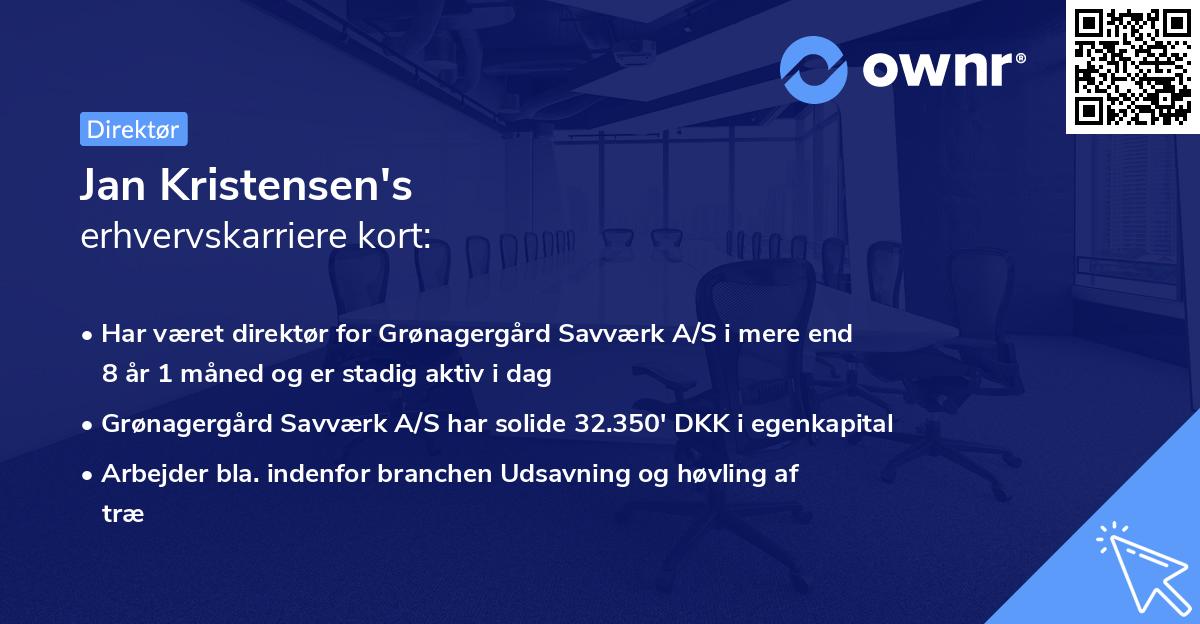 Jan Kristensen's erhvervskarriere kort