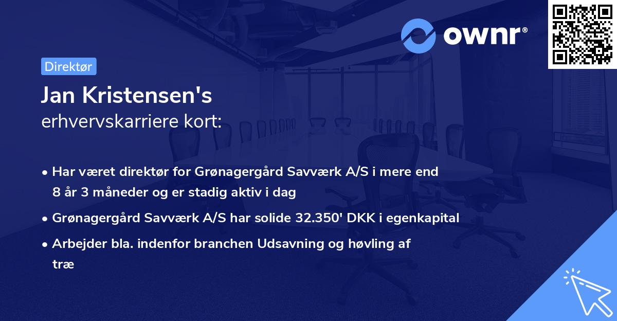Jan Kristensen's erhvervskarriere kort