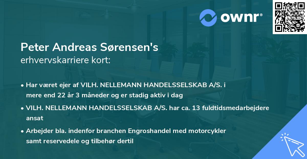 Peter Andreas Sørensen's erhvervskarriere kort