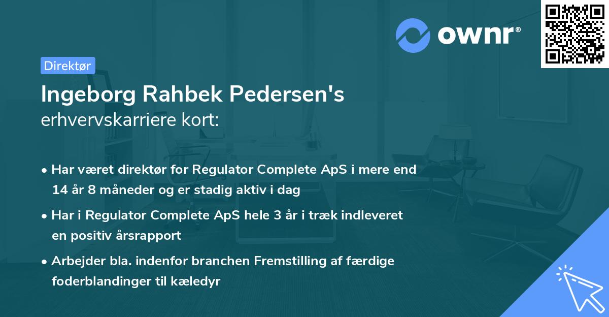 Ingeborg Rahbek Pedersen's erhvervskarriere kort