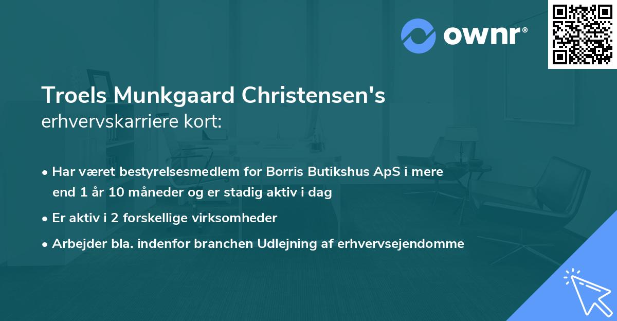 Troels Munkgaard Christensen's erhvervskarriere kort