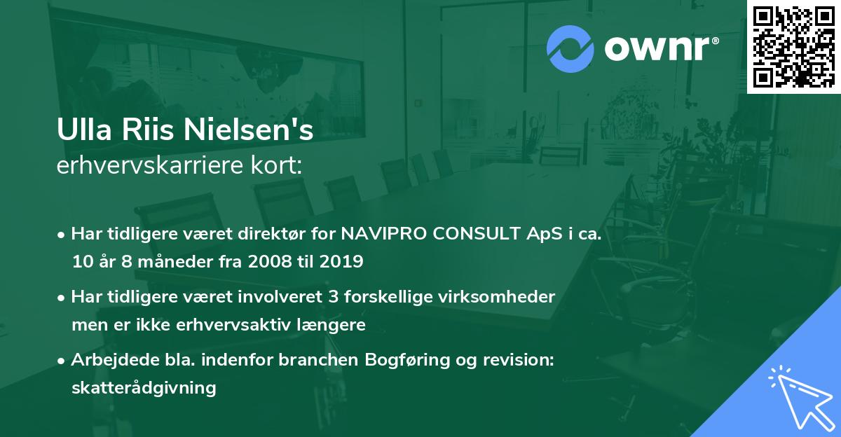 Ulla Riis Nielsen's erhvervskarriere kort