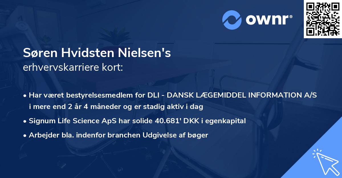 Søren Hvidsten Nielsen's erhvervskarriere kort