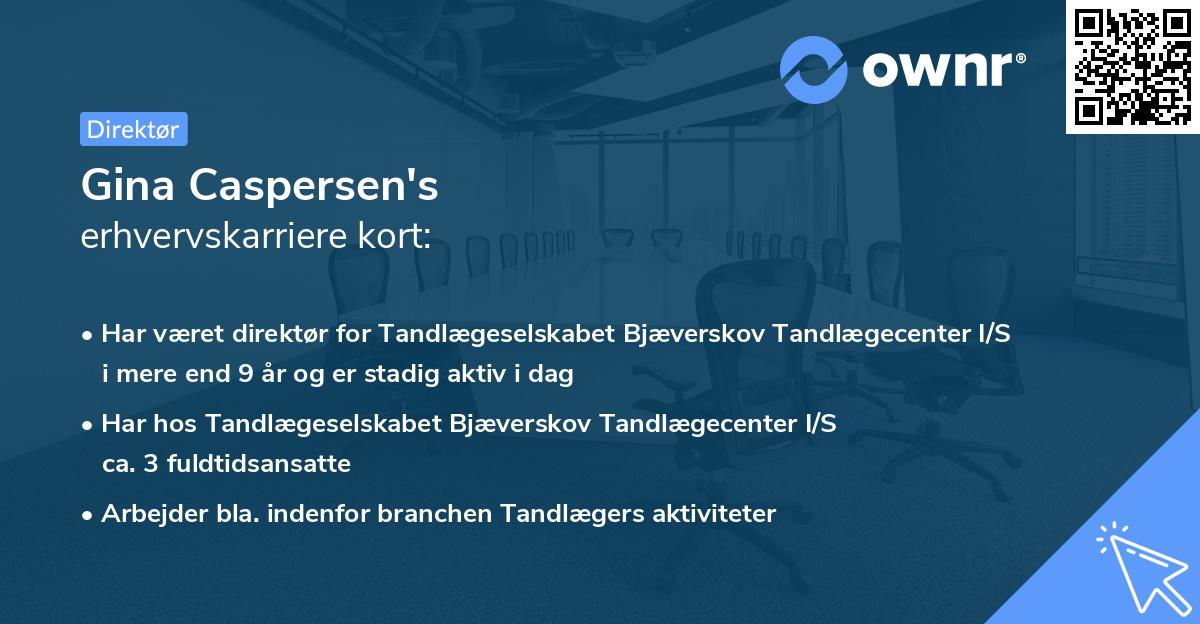 Gina Caspersen's erhvervskarriere kort