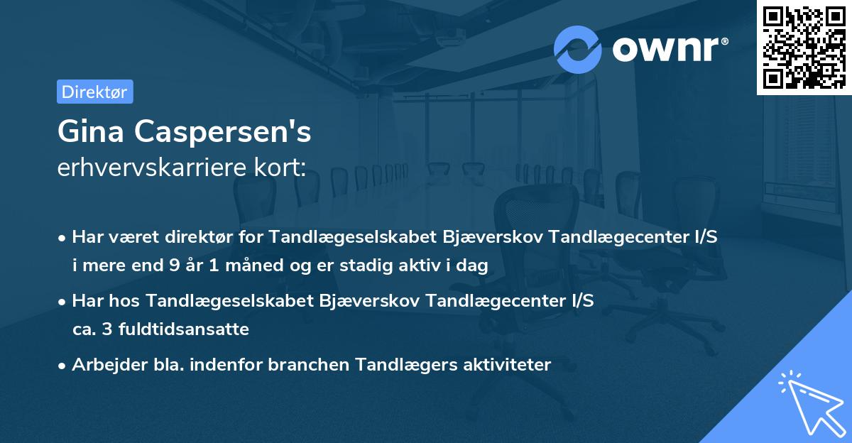 Gina Caspersen's erhvervskarriere kort